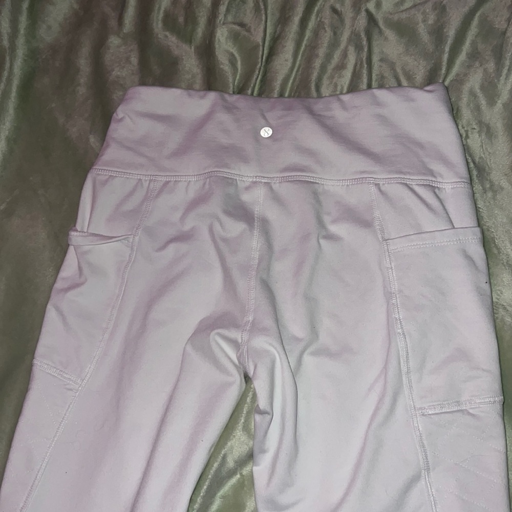 White athletic leggings